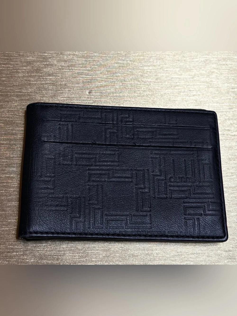 Dunhill Black Embossed Leather Bi-Fold Wallet